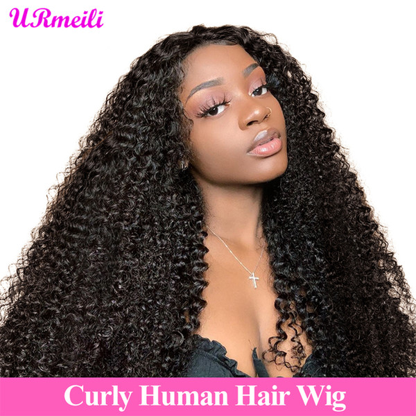 Curly Human Hair Wigs Natural Color Bleached Knots Brazilian Remy 13x4 Lace Front Human Hair Wigs With Baby Hair Pre-Plucked Wig