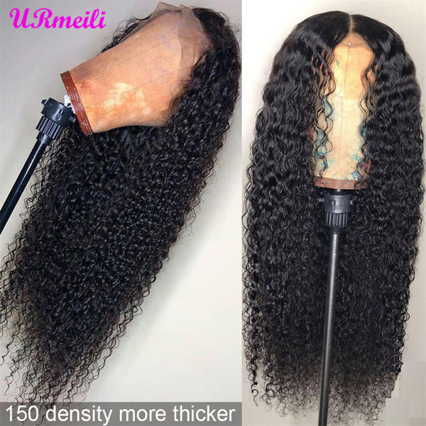 Peruvian Remy Curly Human Hair Wig Glueless Lace Front Human Hair Wig With Baby Hair Pre Plucked 150 Density