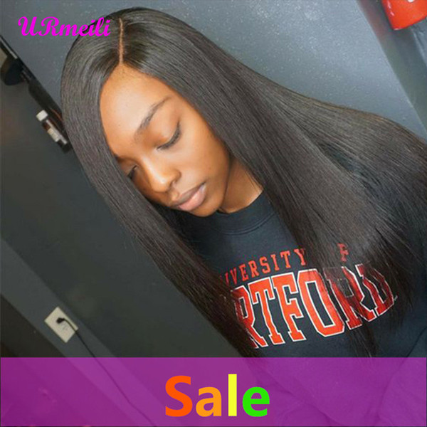 lace front human hair wigs With Baby Hair Peruvian Straight Remy human hair lace frontal wigs for black women Natural Hairline Bleached Knot