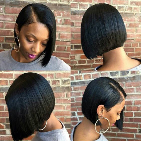 Short Bob Lace Front human hair wigs 14inch 150% Density Brazilian Straight remy Hair bob wigs for black women Perruques de cheveux humains