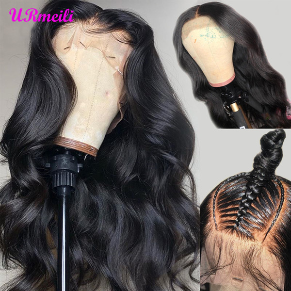 13x6 FLAWLESS Transparent Lace Front Wig Pre Plucked Peruvian Body Wave Frontal Human Hair Wig Bleached Knot 150 Remy Lace Wig