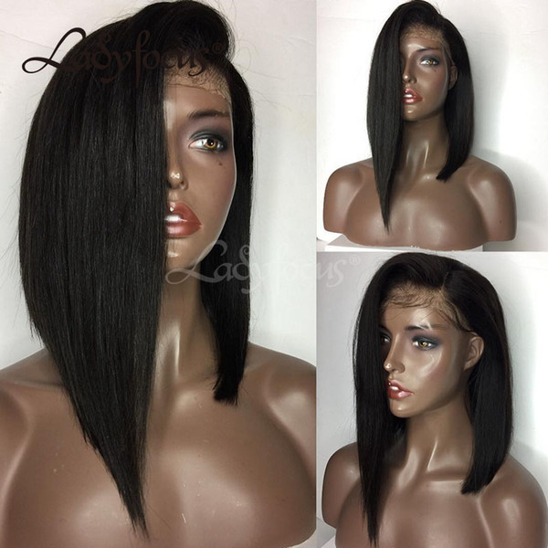 Lady Focus Bob Full Lace Human Hair Wigs Peruvian Straight Bob Lace Front Wigs With Baby Hair For Black Women