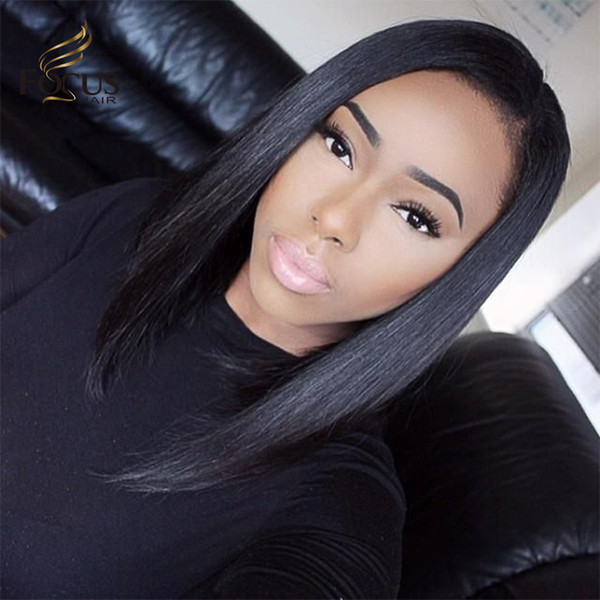 Glueless Full Lace Human Hair Wigs For Black Women Silky Straight Front Lace Indian Virgin Hair Short Bob Wig Half Wigs