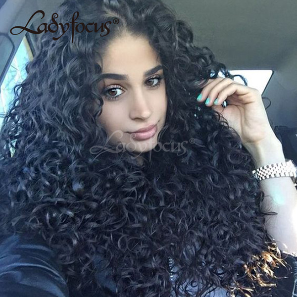 Lady Focus Full Lace Human Hair Wigs For Black Women Peruvian Deep Curly Lace Front Wig Bleached Knots With Baby Hair