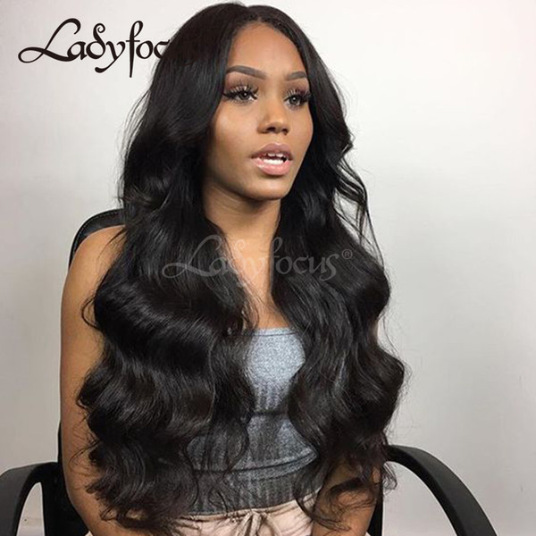 Lady Focus Full Lace Human Hair Wigs For Black Women Bleached Knots Peruvian Body Wave Lace Front Wigs With Baby Hair