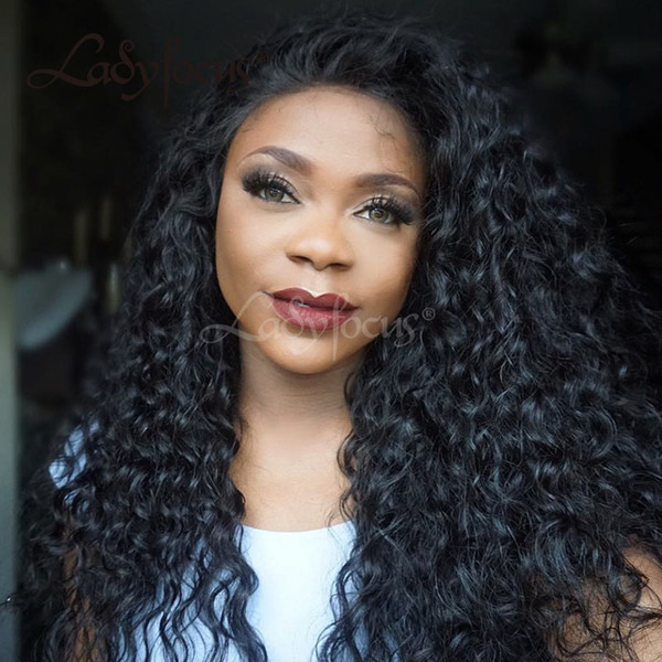 Lady Focus Full Lace Human Hair Wigs For Black Women With Baby Hair Brazilian Deep Curly Wig Bleached Knots Lace Front Long Wigs