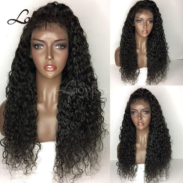 Lady Focus Water Wave Full Lace Human Hair Wigs For Black Women With Baby Hair Bleached Knots Lace Front Peruvian Curly Wigs