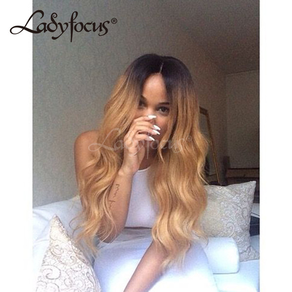 Pre Plucked Full Lace Wigs Honey Blonde Human Hair Ombre Two Tone Lace Front Wig Natural Hairline For Black Women