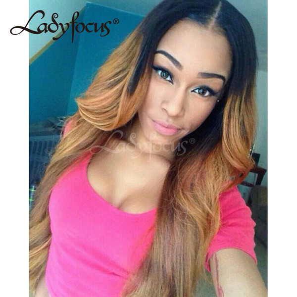 1B 27 Pre Plucked Full Lace Human Hair Wigs With Baby Hair Honey Blonde Ombre Two Tone Lace Front Wig For Black Women