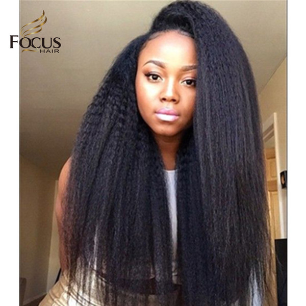 Lady Focus Kinky Straight Full Lace Wigs With Baby Hair 100% Brazilian Virgin Human Hair Lace Front Wigs Bleached Knots For Black Women