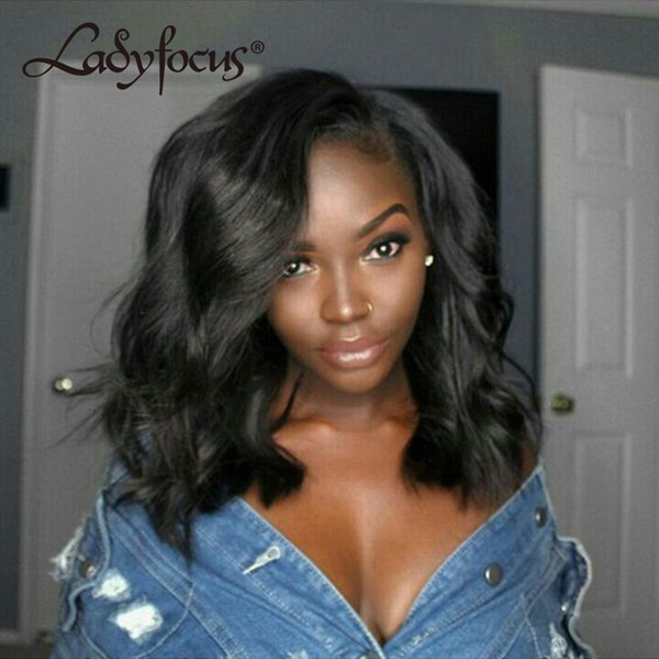 Lady Focus Bob Full Lace Human Hair Wigs For Black Women Peruvian Natural Wave Lace Front Wigs With Baby Hair