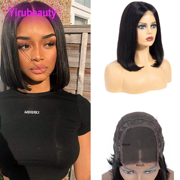 Malaysian Human Hair 4X4 Lace Front Bob Wig Straight 10-16inch Hair Bob Wig 4*4 Straight Virgin Hair