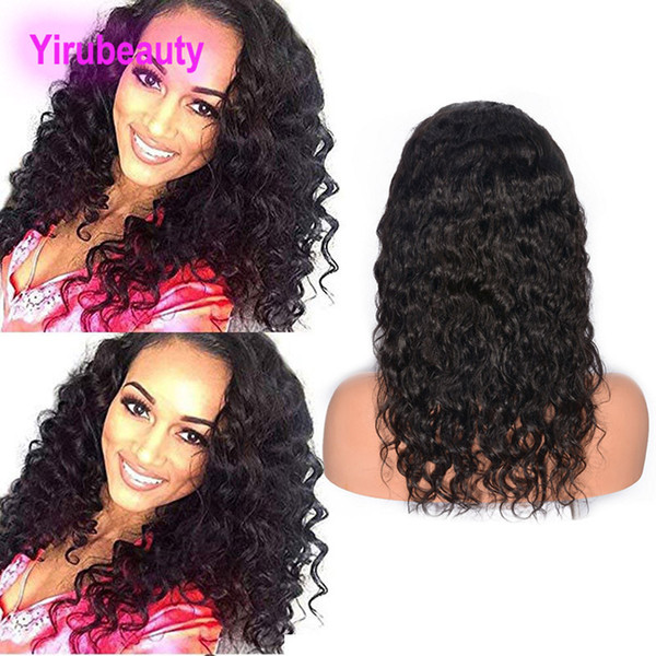 Malaysian Human Hair 13X4 Lace Front Wigs Wet And Wavy 8-30inch Water Wave Natural Color Pre Plucked Adjustable Band Virgin Hair Products