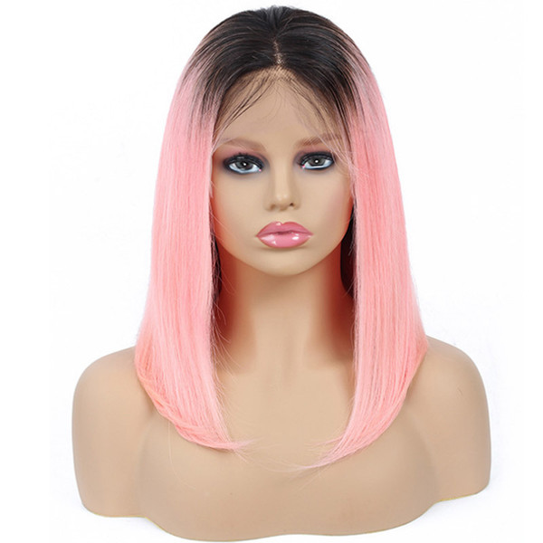 Malaysian Human Hair 13X4 Lace Front Bob Wig 1B/pink 1B/Grey Straight Virgin Hair 13 By 4 Lace Front Wig Wholesale