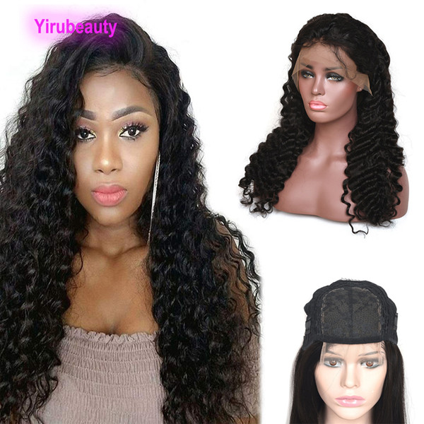 Brazilian Virgin Hair 4X4 Lace Closure Wig Deep Wave Curly 10-30inch Lace Closure 4 By 4 Wigs Natural Color