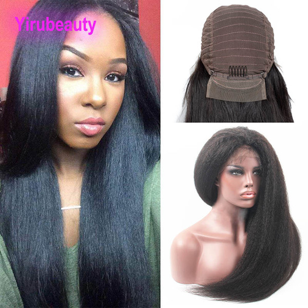Brazilian Virgin Hair 13X4 Lace Front Wig Kinky Straight Human Hair Lace Wig With Baby Hair Pre Plucked Kinky Straight Yaki 8-30inch