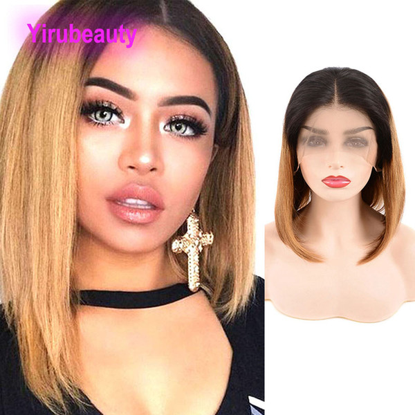 Peruvian Human Hair 1B/27 Silky Straight 13X4 Lace Front Bob Wig 1b 27 Color 10-18inch Lace Front Bob Wigs