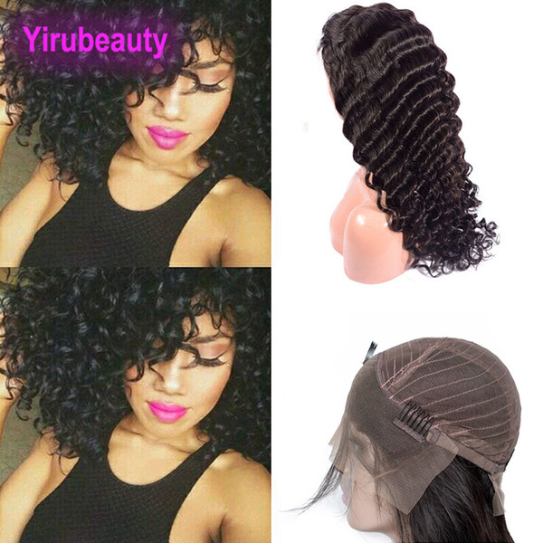 Malaysian Human Hair 10A Yirubeauty Natural Color Lace Front Wigs 8-30inch Deep Wave Lace Front Pre Plucked Lace Wigs With Baby Hair Curly