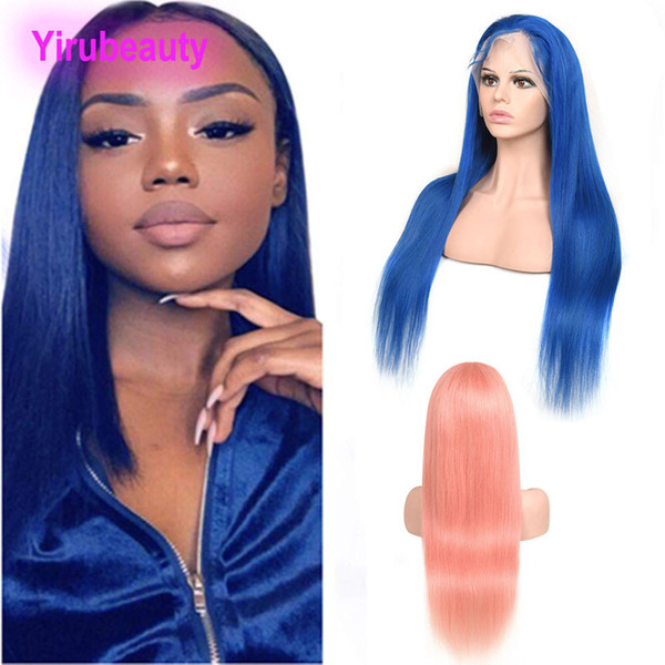 Brazilian Virgin Hair 13X4 Lace Front Wig Red Blue Plink Yellow Silky Straight 13 By 4 Lace Front Wig Remy Human Virgin Hair 12-30inch