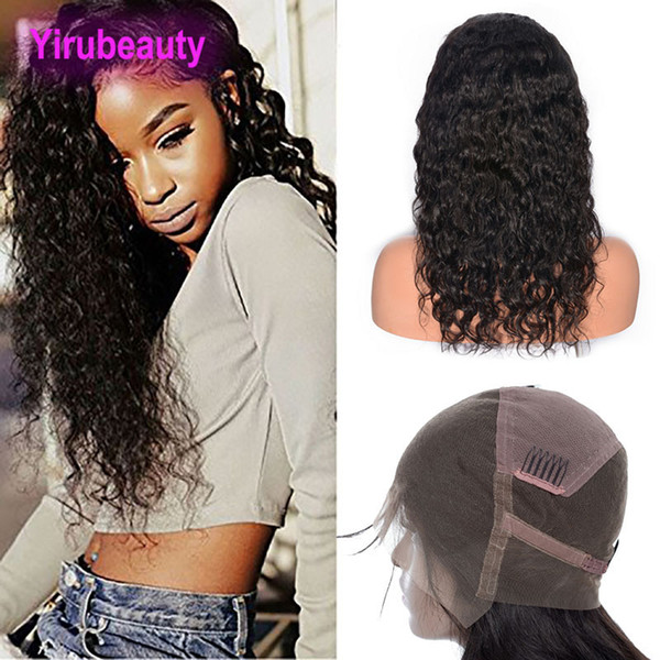 Malaysian Human Hair Water Wave Natural Color Wet And Wavy Full Lace Wig With Baby Hair Pre Plucked Adjustable Band Human Hair Wigs