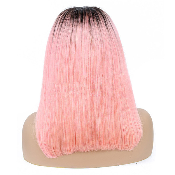 Brazilian Virgin Hair 1B/Pink Lace Front Wig 1B/Grey Ombre Human Hair 13X4 Lace Front Bob Wig 8-16inch Straight Bob Wig