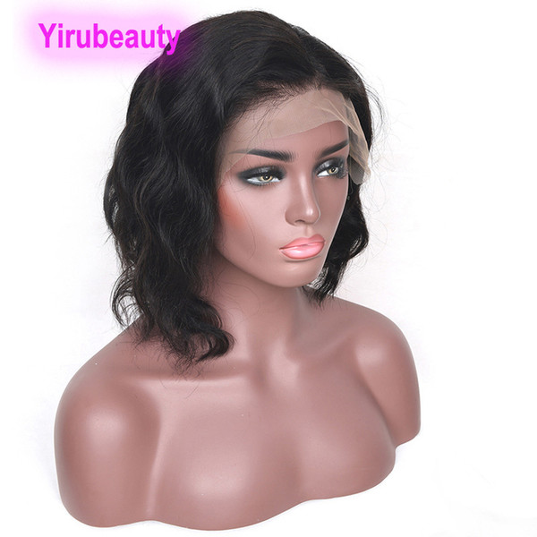 Peruvian Human Hair 13X4 Lace Front Wig Bob Body Wave Wholesale Silky Wavy Lace Front Wigs Natural Color 10-16inch