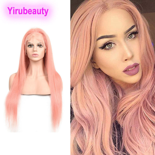 Malaysian Human Hair 13X4 Lace Front Wigs Straight Light Pink Blue Red Lace Front Wigs With Baby Hair Pure Color 12-30inch