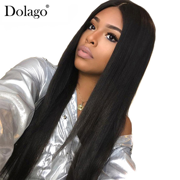 Brazilian Wig Straight Lace Front Human Hair Wigs For Women Pre Plucked With Baby Hair Natural Black 130% Density Dolago Remy