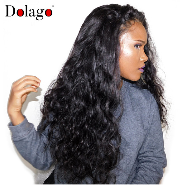 Glueless Full End Lace Front Human Hair Wigs For Women Brazilian Body Wave Lace Front Wig Black 250% Density Dolago