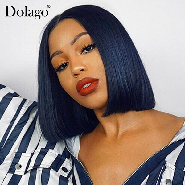 250% Density Short Bob Lace Front Human Hair Wigs Straight Brazilian Bob Lace Wig With Pre Plucked Hairline Bleached Knots Dolago