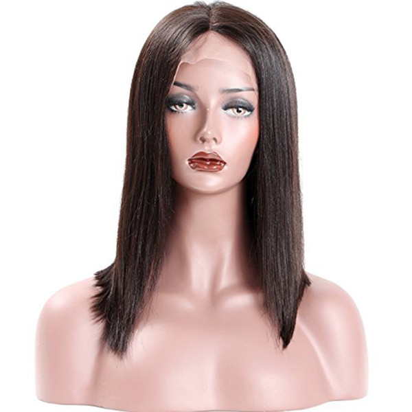 premierwigs Full Lace Human Hair Wigs Pre-plucked Perimeter with Baby Hair Brazilian Hairs Yaki Bob Wigs Natural Hairline With Babyhair