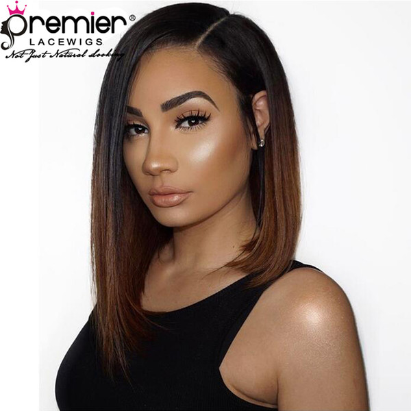 Premier 8A Ombre 360 Lace Front Wigs Brazilian Virgin Hair Wigs Yaki Straight Pre-plucked 150% Density Deep Lace Part Human Lace Wigs