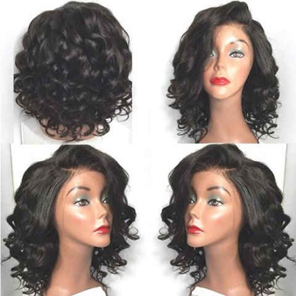 Full Lace Human Hair Wigs Bob Hair Pre-plucked Perimeter with BabyHair Brazilian Hairs Curly Wigs Natural Hairline With Babyhair