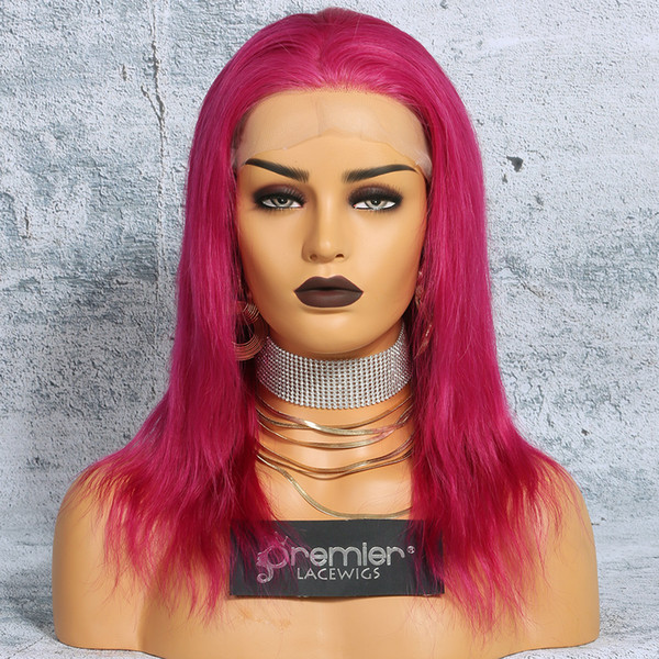 8a Full Lace Human Hair Wigs Brazilian Virgin Hairs Red Color Straight 130% Density Natural Hairline With Baby Hair