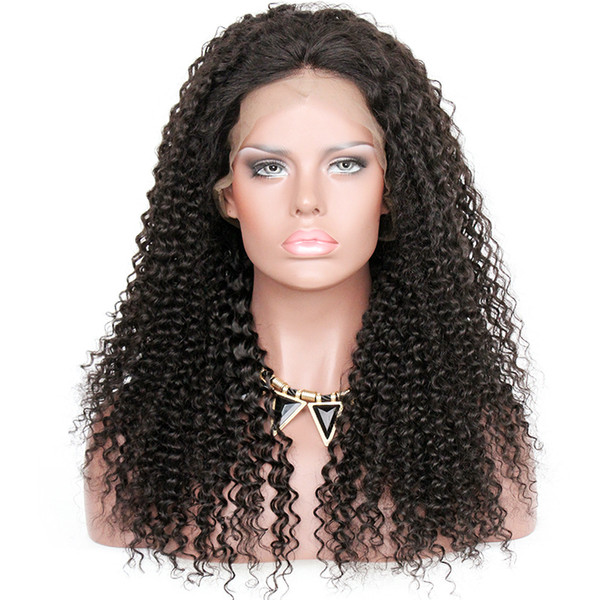 Full Lace Human Hair Wigs Kinky Curly Pre-plucked Perimeter with BabyHair Brazilian Hair Natural Hairline With Babyhair