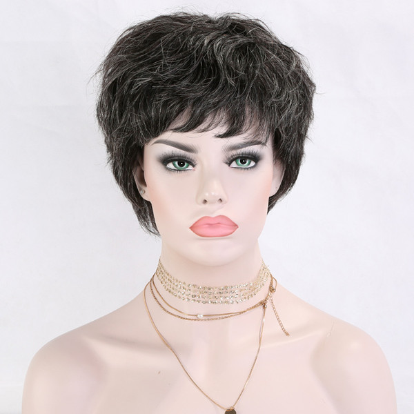 Pixie Short Haircut Full Lace Human Hair Wigs Top Brazilian Virgin Hairs Ashen Color 150% Density