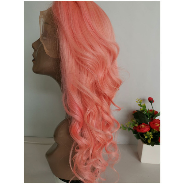 Pink Brazilian Human Hair Lace Front Wig 26inch Big Wavy Curly 130% 150% 180% Swiss Lace Wig