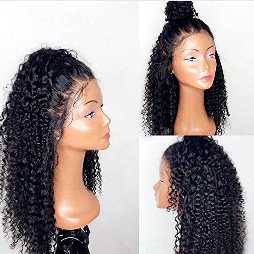 360 lace frontal wig kinky curly 130% density full natural 360 lace wig high ponytail lace front human hair wig for black women