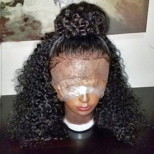 360 Lace Frontal Wig kinky curly Pre-Plucked Hairline 360 Lace Front Human Hair Wig Curly Hair Wig for Black Women (12inch 150% Density