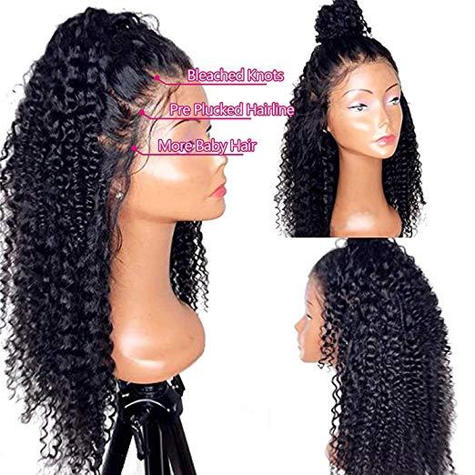 Best selling 360 Lace Frontal Human Hair Curly Wigs Deep Kinky Curly Brazilian Virgin Hair Glueless Lace front Wig 130%density