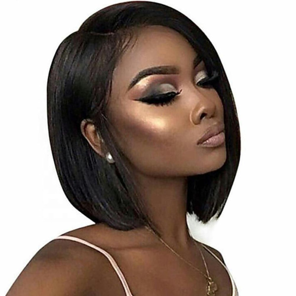 Brazilian Virgin Human Hair Lace Front Wigs Glueless Short Bob Human Hair Wigs 150%density For Black Women 12inch Lace Wig