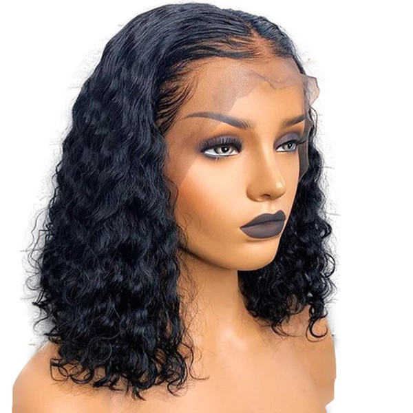 150 Density Brazilian 13x6 Lace Front Human Hair Wig diva Pre Plucked Glueless Curly Short Human Hair Bob Wigs With Baby Hair