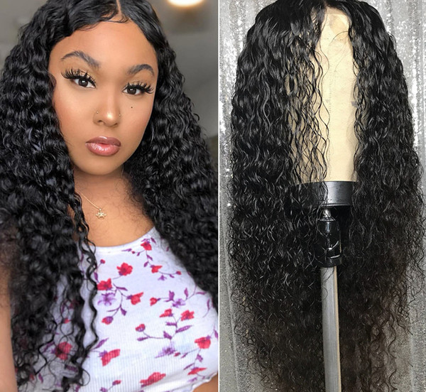 Curly Full 360 Lace Frontal Wig Pre-Plucked With Baby Hair 150 Density Wet and Wavy Virgin Human Water Wave Wigs for Black Women