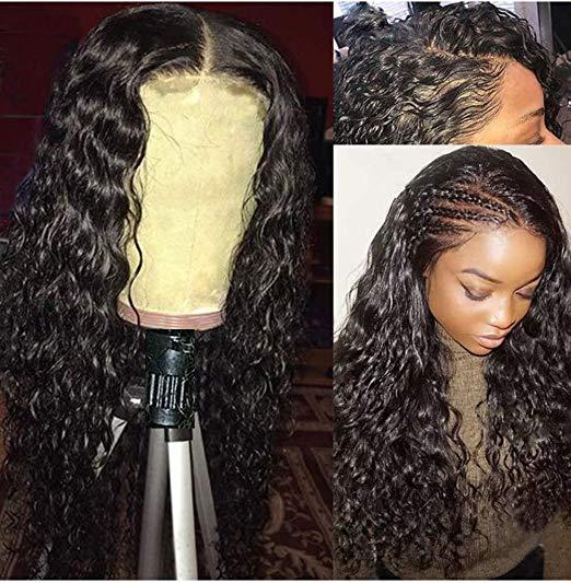 360 Lace Frontal Wave Human Hair Wigs 130% Density Brazilian curly Wig with Baby for Black Women Natural Color