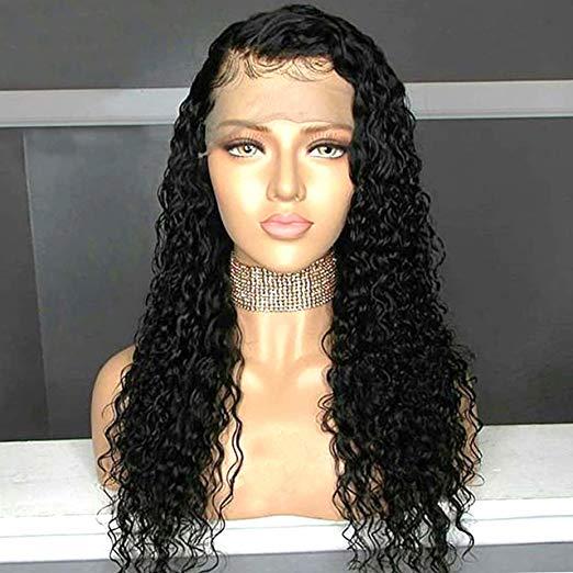 Pre plucked 360 Lace frontal wig deep curly Human Hair Wigs-Glueless 130% Density Brazilian Virgin Remy lace frontal Wigs