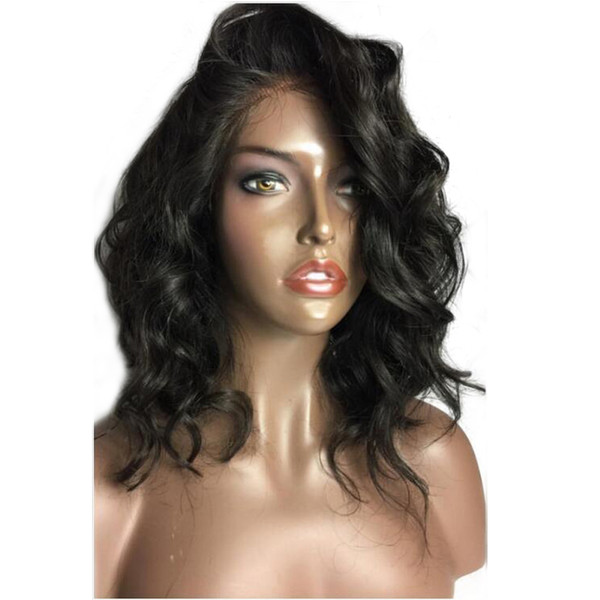 12inch curly wavy full lace human hair wigs short wigs human hair bob hairstyle for black women Side part