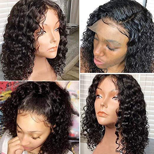 short curly Lace Front Human Hair Wig Pre Plucked Full Lace Wigs for Black Women Brazilian Curly Front Lace Wigs 130%density 12inch