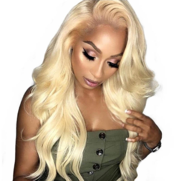 Honey Blonde Human Hair Wig Pre Plucked With Baby Hair Vrgin Brazilian Body Wave 613 Blonde Full Lace Front Wigs For White Women