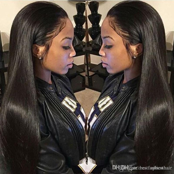 Human Hair Lace Front Wigs For Black Women Free Part 130 Density Glueless Long Silky Straight Full Lace Wigs With Baby Hair