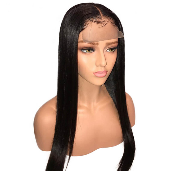 Full Lace Human Hair Straight Wigs Pre Plucked With Baby Hair Glueless Brazilian Virgin Straight Lacefront Wig For African American